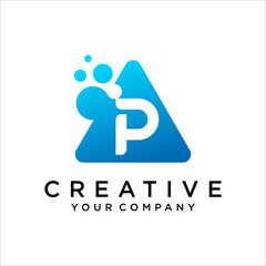 Letter P With Dots Icon Logo Design Vector Template