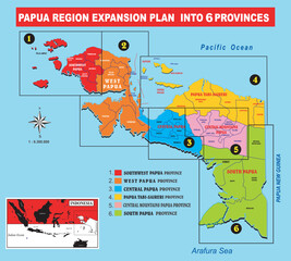 Vector map of papua in the plan to expand into 6 provinces outline