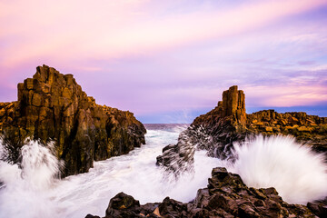 Wave Crashing against Cliff along Bombo Headland Quarry