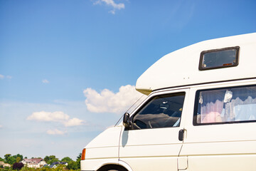 Naklejka premium Camper van camping on nature