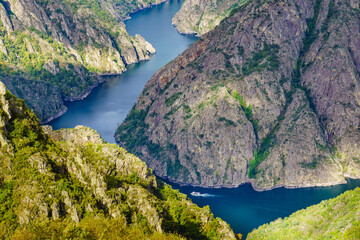 Naklejka na ściany i meble River Sil Canyon, Galicia Spain. Mountain view.