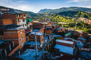 Fototapeta na wymiar Medellin Colombia Comuna 13 with andes 
