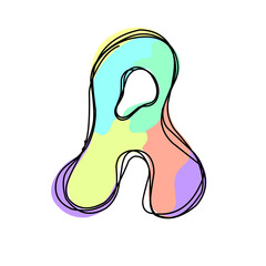 Paper abjad A letters. Realistic 3D multi layer papercut effect on white background. Image of letters of the alphabet letters. Decoration elements for birthday or wedding greeting designs