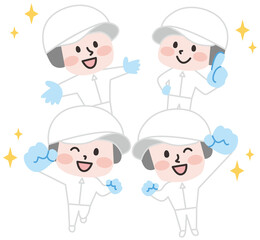白衣を着た作業員のイラスト