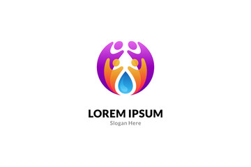 Community logo, happy family, childcare, charity and medical clinic