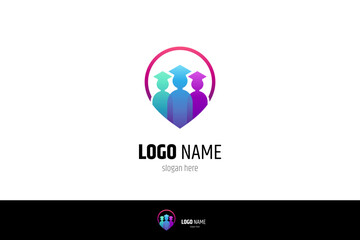 Education pin place navigation logo, pin with university degree