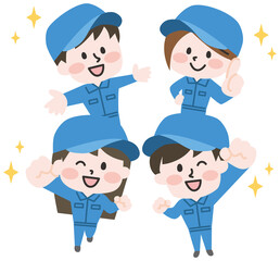 笑顔の作業員たちのイラスト