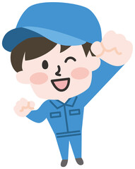笑顔の作業員のイラスト