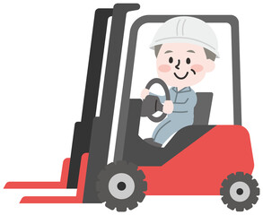 フォークリフトを運転する男性 