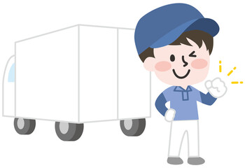 引越し作業員とトラック 