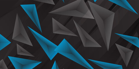 Abstract blue and black triangle background