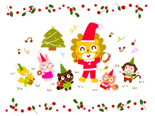 パーティーを楽しむ動物たち