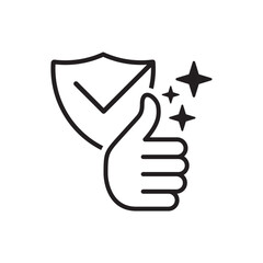 Guaranteed customer satisfaction. Best Service Label Thumbs Up Icon.