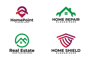 set of real estate logo vector design template