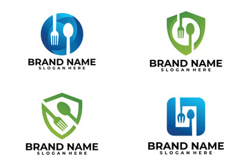 set of food logo vector design template