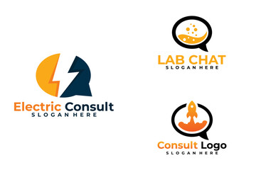 set of chat logo vector design template