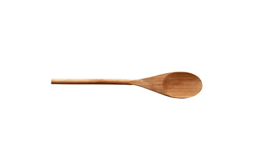 Kitchenware wooden salad spoon top view on transparent background