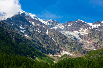 Fototapeta na wymiar Picturesque panoramic view on Simplon pass in Switzerland