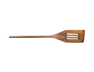 Kitchenware wooden salad spoon top view on transparent background