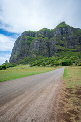 Rain clouds over Kualoa Ranch, Oahu, Hawaii