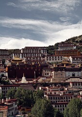 Fototapeta premium View of Ganden Monastery in Tibet, China