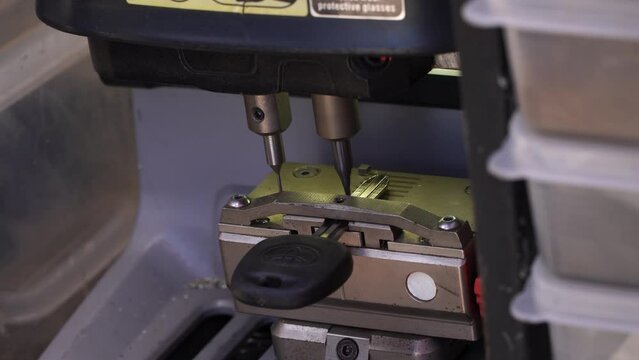Samut Sakhon,Thailand-September 9, 2022: Duplicate machines generate new codes. for car keys,Locksmith theme.