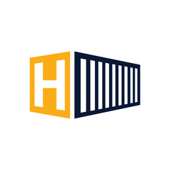 Container logo design with letter H