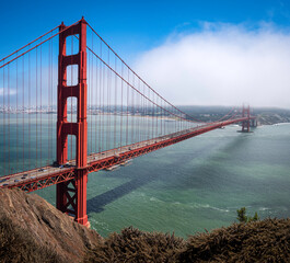 A foggy summers day over San Francisco, California