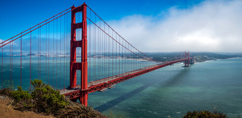 A foggy summers day over San Francisco, California