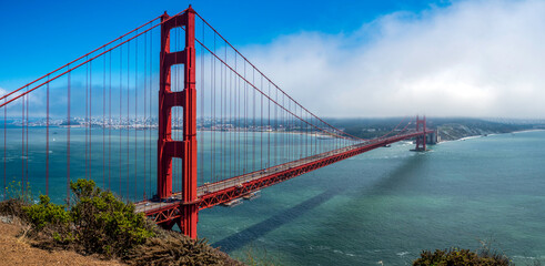 A foggy summers day over San Francisco, California