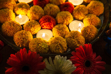 Arrangement of lamps during Diwali celebration in Indian homes, in Pune.