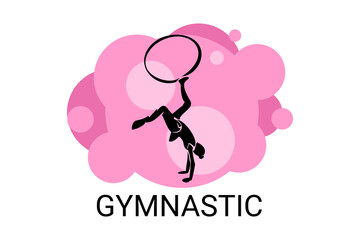 gymnastic sport vector line icon. practice gymnastic. sport pictogram, vector illustration.