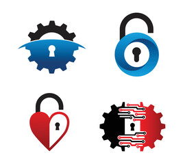 Modern Lock Logo Template Design Vector Symbol