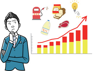 物価高騰を心配するビジネスマン