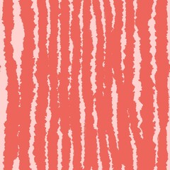Hand drawn seamless pattern with stripes lines geometric abstract shapes in red orange yellow colors. Mid century modern background for fabric print wallpaper wrapping paper. Contemporary trendy fluid