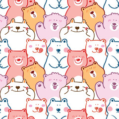 Seamless Pattern of Cute Cartoon Bear Illustration Design