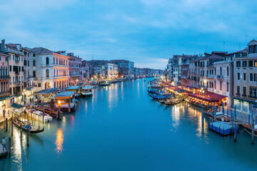 Idyllic landscape of Grand Canal of Venice, Italy at dusk