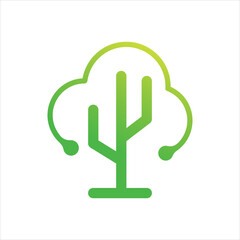 Cactus tech logo design. Abstract cactus logo design