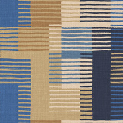 Rug seamless texture with stripes pattern, ethnic fabric, grunge background, boho style pattern, 3d illustration - 535384769