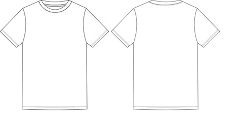 Blank White T-shirt Design Vector on Transparent Background Template, Front and Back View - obrazy, fototapety, plakaty