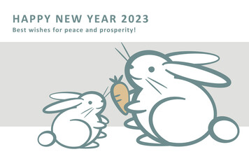 2023 New Year Card 09 Rabbit and baby rabbit