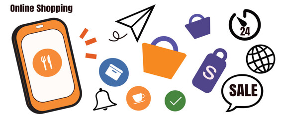 Online shopping concept icon design  on white background