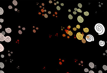 Dark Green, Red vector background with curved circles.