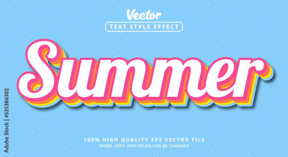 Poster editable text effects summer text with layered color styles and bright and nice color combinations