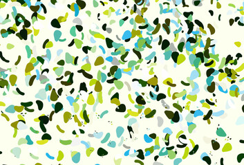 Light green, yellow vector backdrop with abstract shapes.
