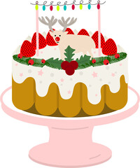 Christmas cake,Christmas background. Wrapping paper. Christmas print supplies. Christmas party happy people celebrating Christmas flat illustration