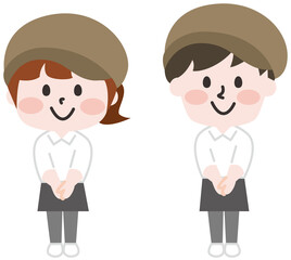 飲食店の店員さん(帽子付き)