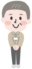 Obraz premium 制服を着た男性店員のイラスト