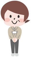 制服を着た女性店員のイラスト