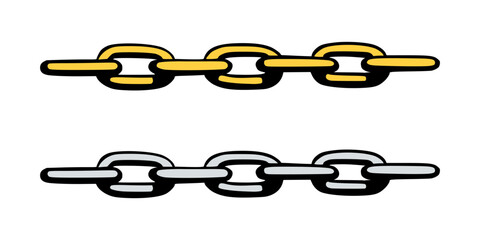 Chain as symbol of unity and cooperation. Sketch of metal chains. Vector illustration isolated in white background